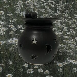 Whimsy goth witchy black cat celestial tea light wax warmer night light